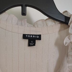 Torrid Cream Blouse with Ruffle Details